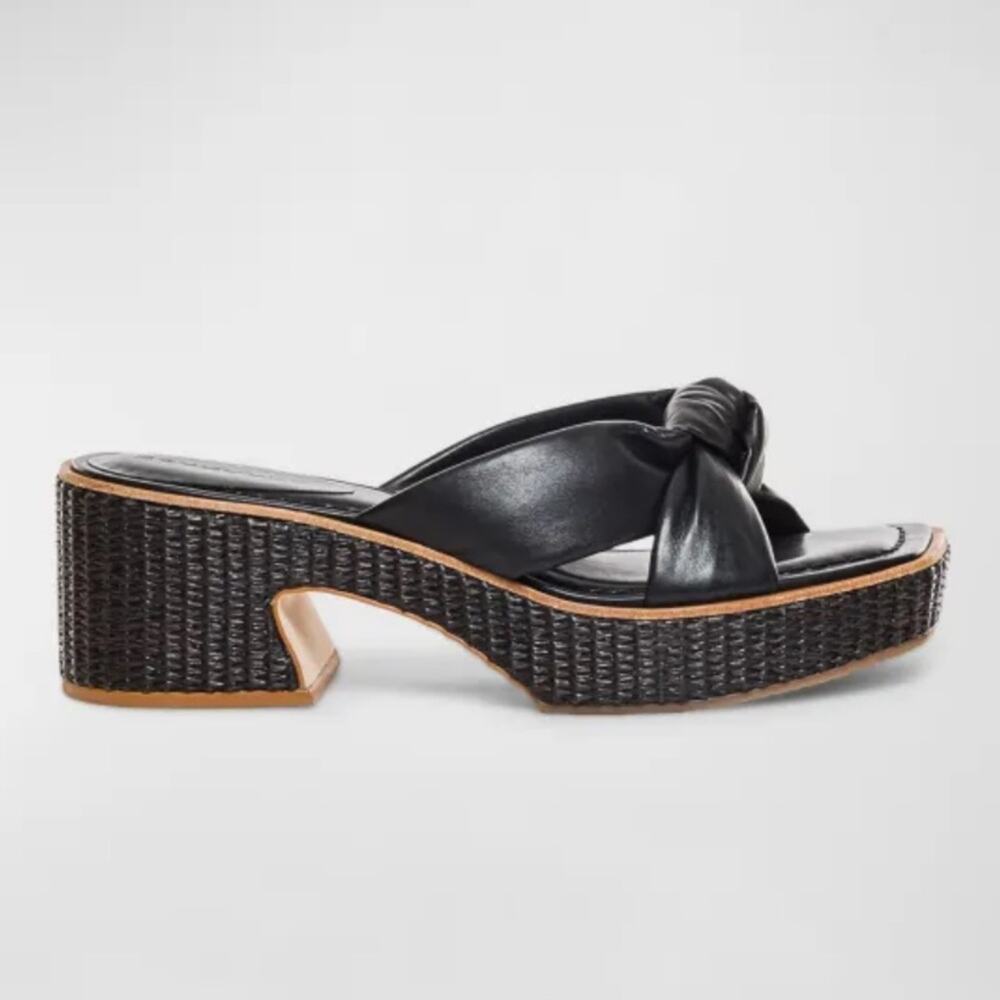 Bernardo Jolie Black Leather Knot Platform Sandals size 6.5